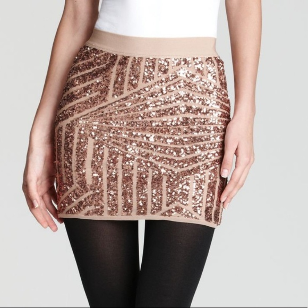 Sequined Gold Mini Skirt